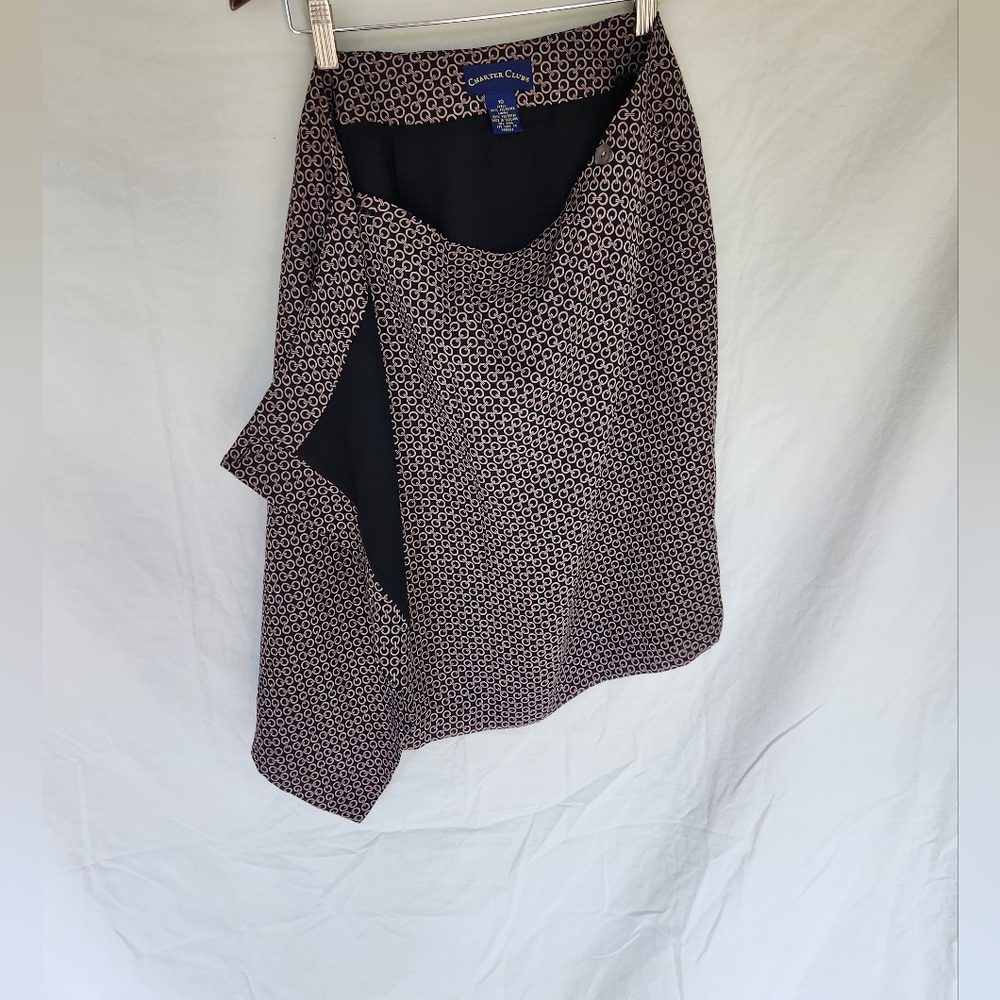 Women's Wrap Around Charter Club Elegant Black Patterned Skirt - Picture 9 of 12